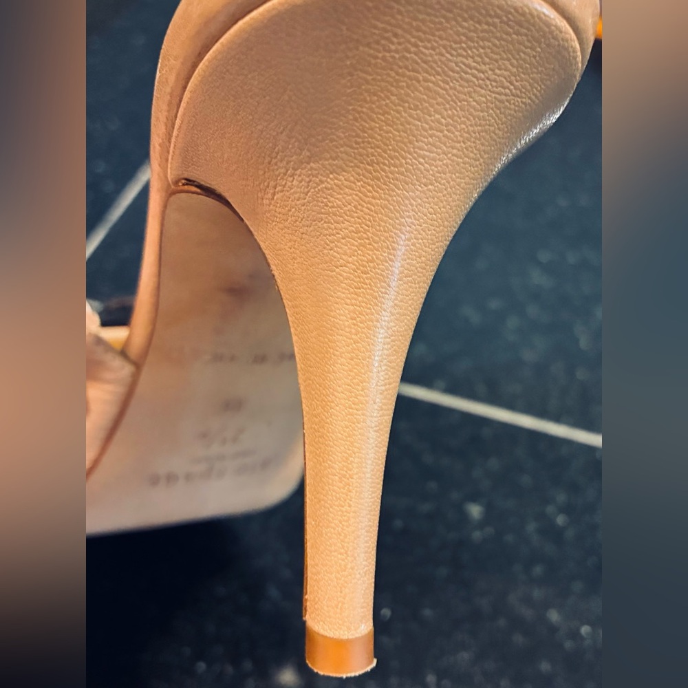 Kate Spade New York Billow Leather Slingback Heels Tan SZ. 7.5 Made In Italy - Picture 10 of 14